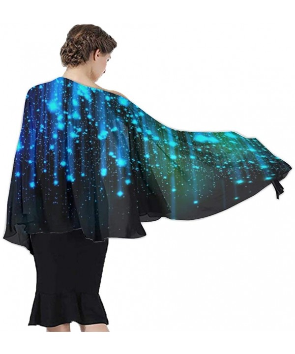 Women Chiffon Scarf Shawl Wrap Sunscreen Beach Swimsuit Bikini Cover Up - Black and Blue Neon Lights - CJ190HHYTDM $19.14-Cov...