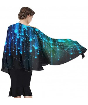 Women Chiffon Scarf Shawl Wrap Sunscreen Beach Swimsuit Bikini Cover Up - Black and Blue Neon Lights - CJ190HHYTDM $19.14-Cov...