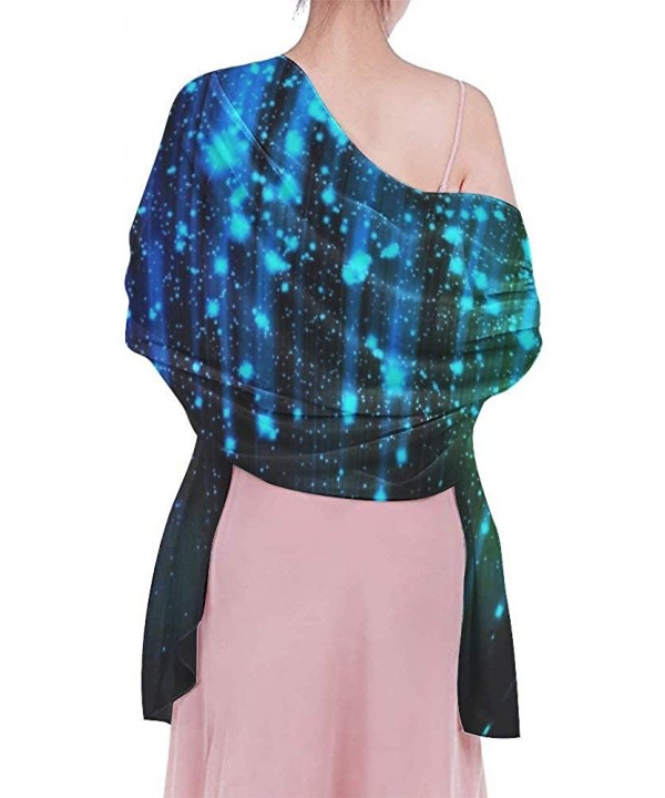 Women Chiffon Scarf Shawl Wrap Sunscreen Beach Swimsuit Bikini Cover Up - Black and Blue Neon Lights - CJ190HHYTDM $19.14-Cov...