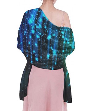 Women Chiffon Scarf Shawl Wrap Sunscreen Beach Swimsuit Bikini Cover Up - Black and Blue Neon Lights - CJ190HHYTDM $19.14-Cov...