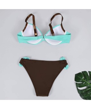 Womens Padded Push Up Bra Bikini Set Two Piece Swimsuit Triangle Bathing Suit Swimwear Beachwear - Mint Green - CV18UKIUUMN $...