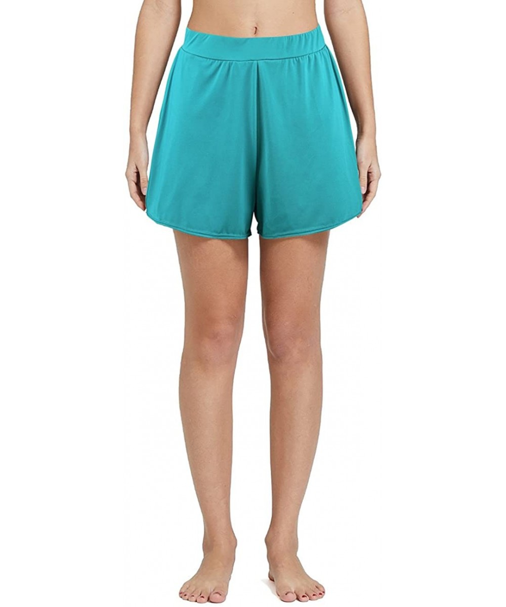 Women's Solid A-Line Tomboy Loose Swim Shorts - Turquoise - C618NKM7I6H $14.34-Bottoms