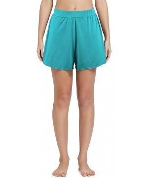 Women's Solid A-Line Tomboy Loose Swim Shorts - Turquoise - C618NKM7I6H $14.34-Bottoms