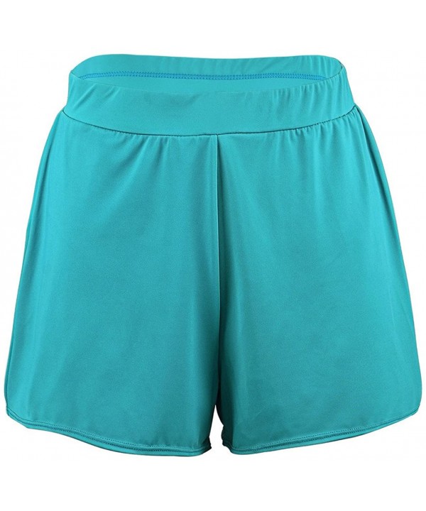 Women's Solid A-Line Tomboy Loose Swim Shorts - Turquoise - C618NKM7I6H $14.34-Bottoms