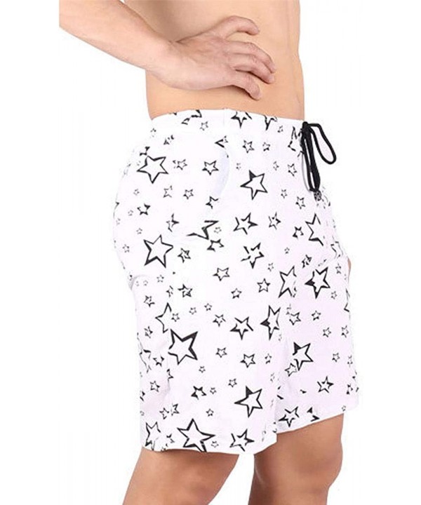 Mens Quick Dry Swim Trunks with Pockets Boardshorts Lightweight Beach Shorts with Drawstring - White - CH194EED69K $24.14-Boa...