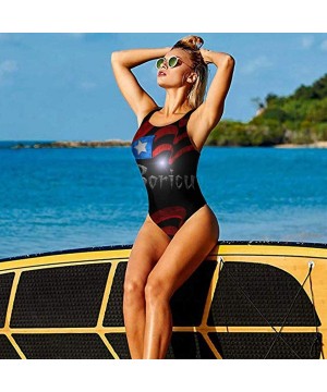 Women's Puerto Rico One Piece Beachwear High Cut Backless Swimwear - C018TMR0HMC $21.77-One-Pieces