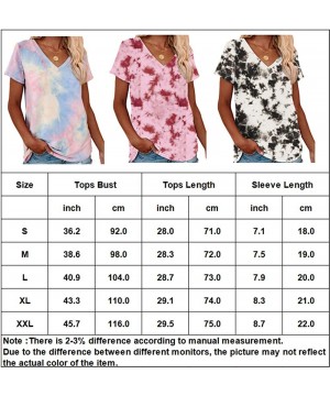 Womens Tie Dye Tunic Summer Short Sleeve Tops Casual Blouses V Neck Basic Tee Shirts - F-33 - C2196D4N4Q7 $15.62-Sets