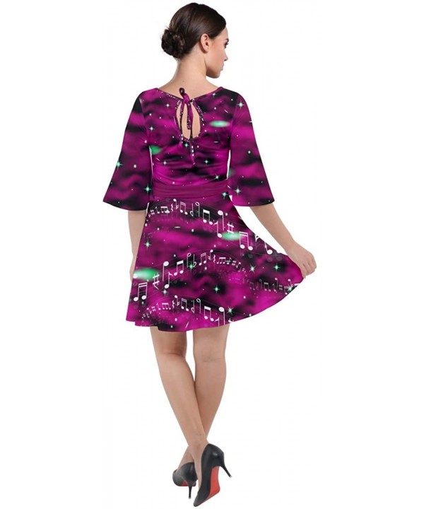 Womens Space Rocket Planet Sun Moon Science Rick Morty Velour Kimono Dress- XS-3XL - Dark Magenta Note - CQ18AW3672C $32.84-C...