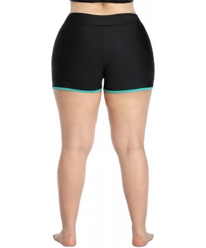 Womens Plus Size Swim Shorts High Waisted Swimsuit Shorts Boyleg Swim Bottoms - Split Aqua - CP199ATLOED $17.14-Tankinis