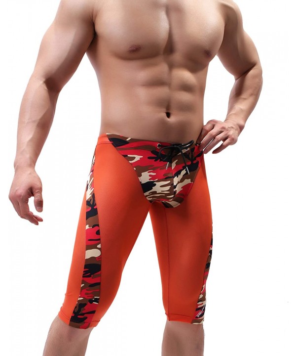 Men's Fashion Breathable Mesh Elastic Training Shorts Swim Trunks Beach Pants 2240 - K05 - Orange - CD18SNY94OA $19.83-Trunks