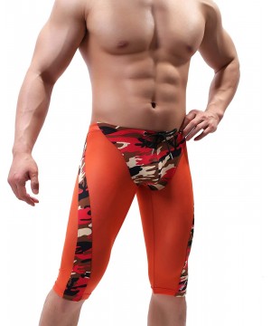 Men's Fashion Breathable Mesh Elastic Training Shorts Swim Trunks Beach Pants 2240 - K05 - Orange - CD18SNY94OA $19.83-Trunks