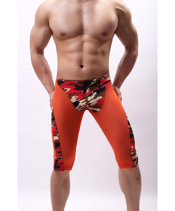 Men's Fashion Breathable Mesh Elastic Training Shorts Swim Trunks Beach Pants 2240 - K05 - Orange - CD18SNY94OA $19.83-Trunks