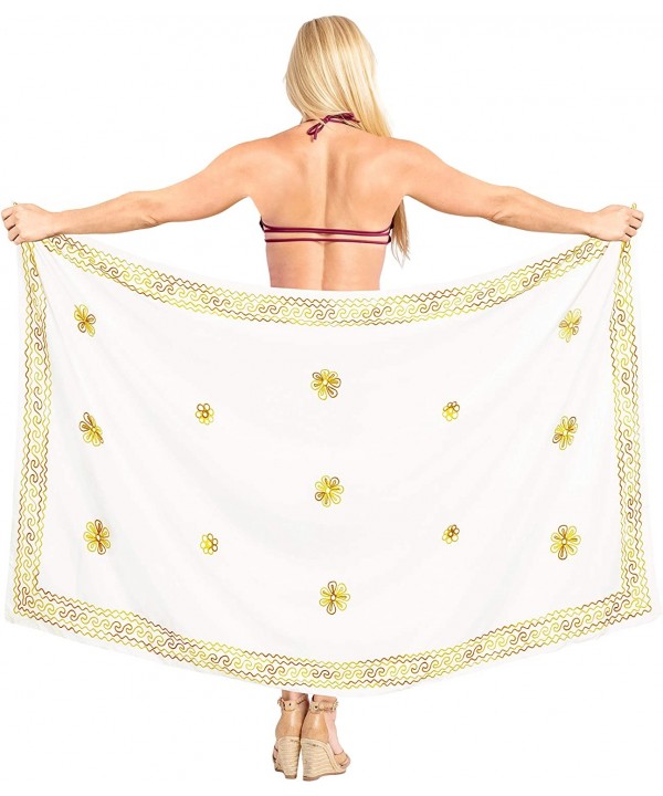 Women's One Size Sarong Swimsuit Cover Up Summer Beach Wrap Embroidered - Cool White_d937 - CH110F7OPKL $18.99-Cover-Ups