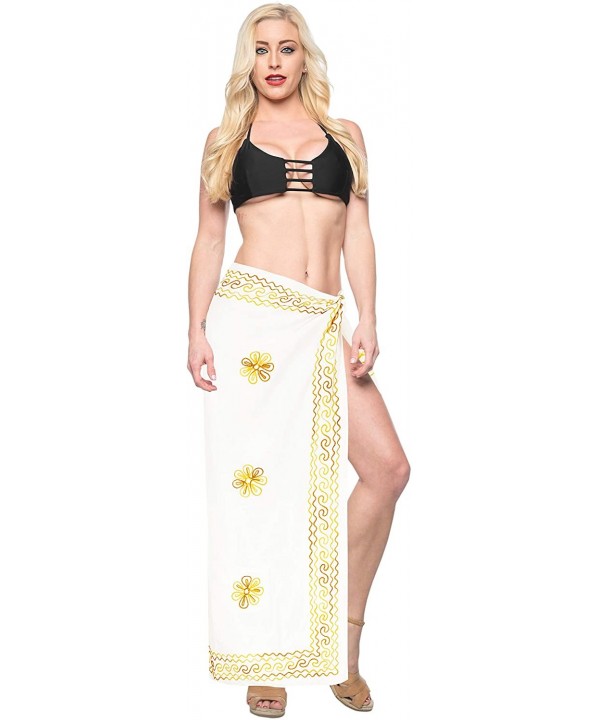 Women's One Size Sarong Swimsuit Cover Up Summer Beach Wrap Embroidered - Cool White_d937 - CH110F7OPKL $18.99-Cover-Ups