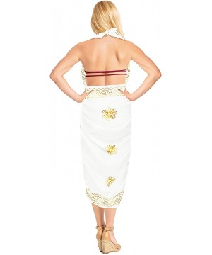 Women's One Size Sarong Swimsuit Cover Up Summer Beach Wrap Embroidered - Cool White_d937 - CH110F7OPKL $18.99-Cover-Ups