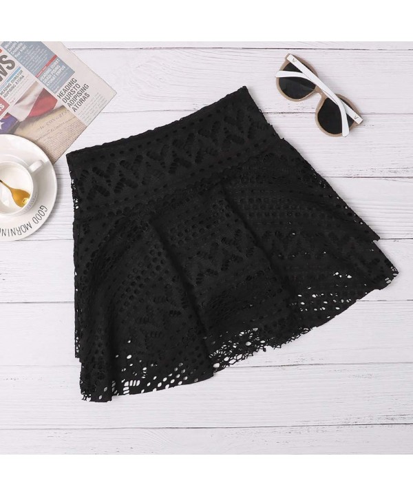 Women's Lace Crochet Skirted Bikini Bottom Swimsuit Short Skort Swim Skirt Bathing Beachwear - Black-2 - CD196OU6LD2 $16.27-C...