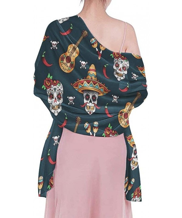 Women Girl Fashion Chiffon Scarf Bikini Cover Up Summer Beach Sarong Wrap - Guitar Pepper Sugar Skull - CF19C4N7EAE $21.59-Co...