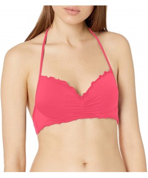 Women's Underwire Halter Hipster Bikini Swimsuit Top - Bright Pink - CX18I3NQLUO $25.45-Sets