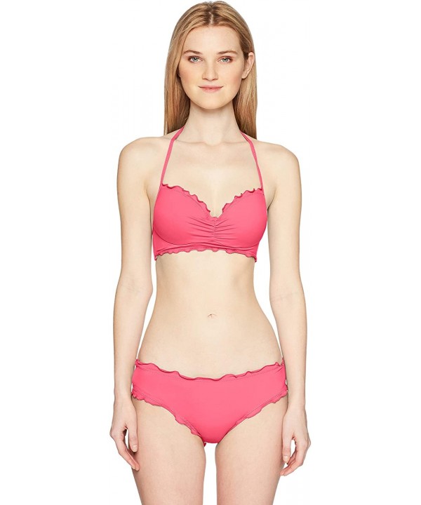 Women's Underwire Halter Hipster Bikini Swimsuit Top - Bright Pink - CX18I3NQLUO $25.45-Sets