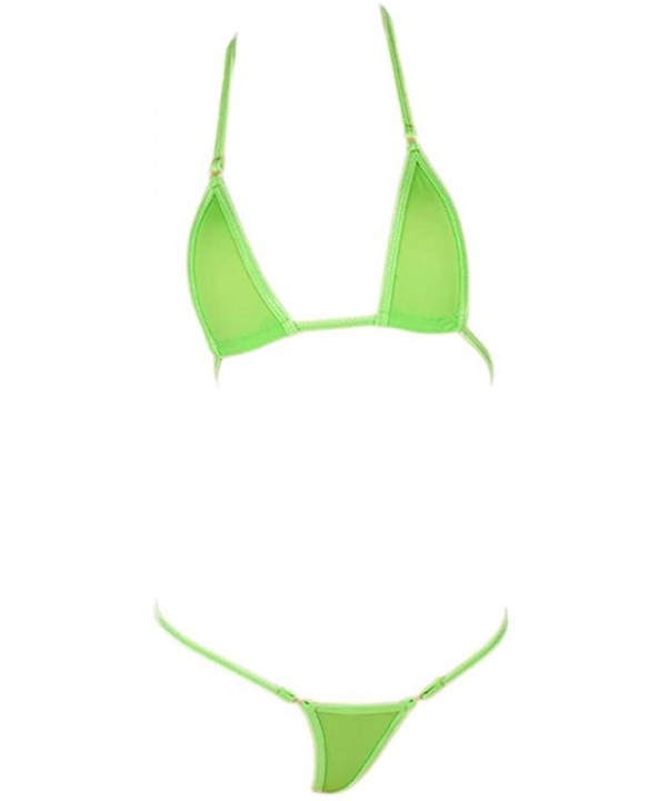 Women's Extreme Sexy Hot Silk Micro Bikinis Set Mini Thong Swimwear - Green - C0199L278E0 $16.98-Sets