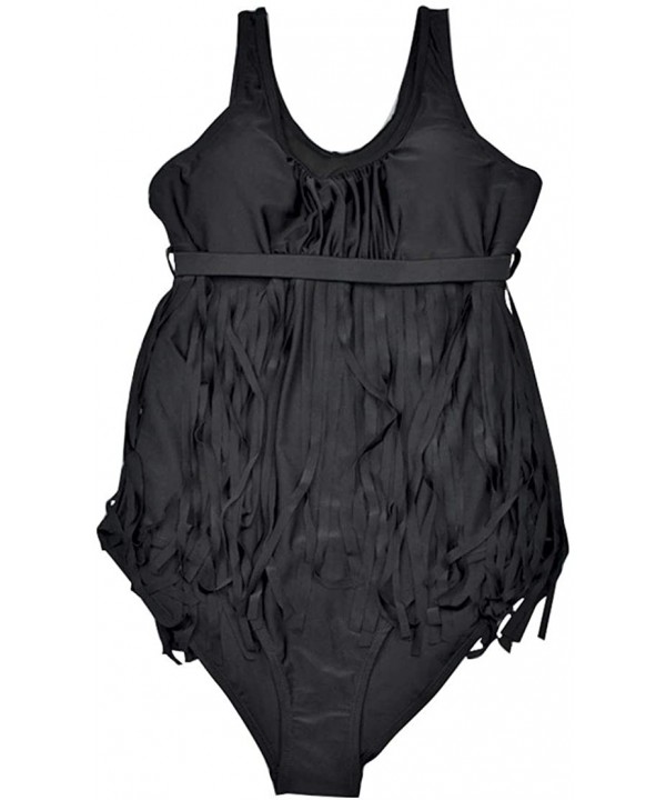 Women's Oversize One Piece Fringe Tummy Control Underwire Swimsuit Bathing Suits - Black - CT18UIYR0ZS $17.29-One-Pieces