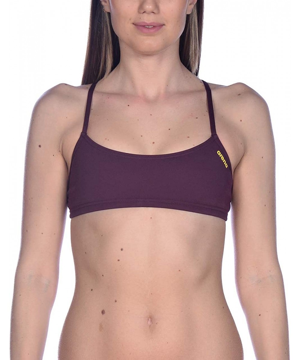 Women's Rulebreaker Bandeau Play - Red Wine-yellow Star - CR18UOWX42T $13.39-Tops