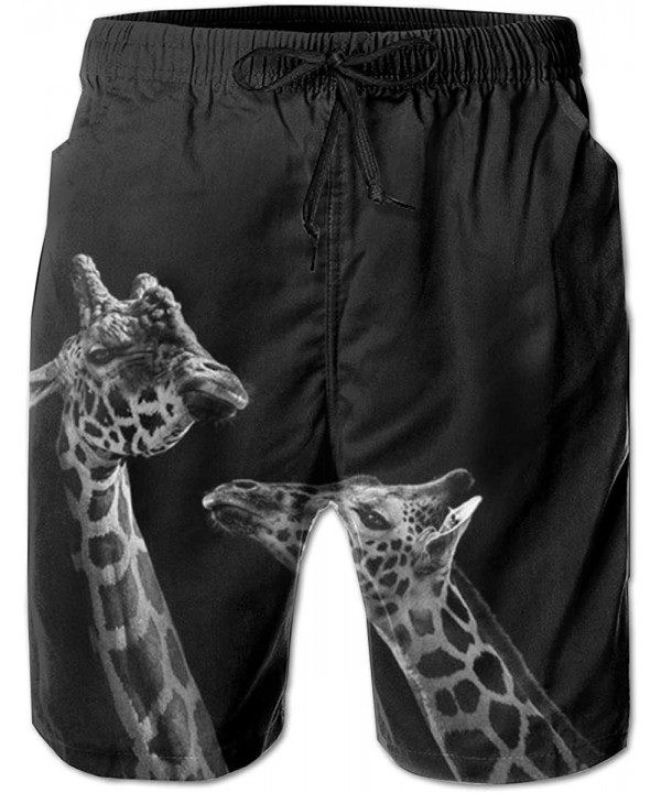 Mens Swim Trunks Quick Dry Beach Shorts Board Shorts Swimwear Bathing Suits with Pockets (Tuxedo) - Two Giraffes in Black and...