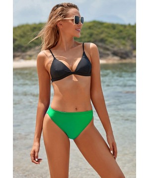 Women Full Coverage Solid Bikini Bottom Swimsuit Mid Rise High Cut Spandex Swim Dance Gym Briefs - Green - CF12LKGVHTH $17.59...