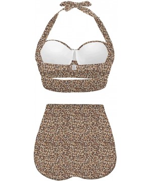 Womens Underwired Bikinis Push up Leopard Swimsuits Ladies Two Piece Swimwear - Brown-1 - C4196N8Q40Z $44.50-Racing