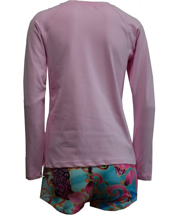 Women Beachwalk Plus Size UPF 50+ Swim Long Sleeve Top Rash Guard - Pk - CW122FR9K17 $23.25-Rash Guards