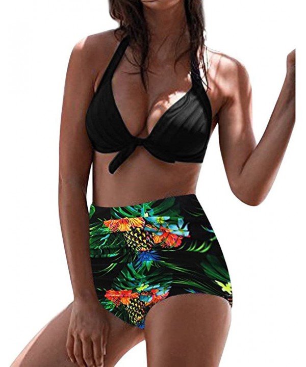 Women High Waist Bikinis Set Swimuit Female Retro Beachewear Fashion 2019 - Green - CE18SQ0H23O $11.47-Sets