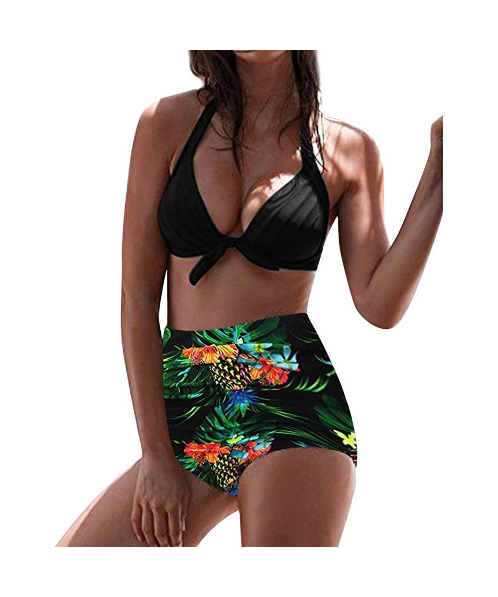 Women High Waist Bikinis Set Swimuit Female Retro Beachewear Fashion 2019 - Green - CE18SQ0H23O $11.47-Sets