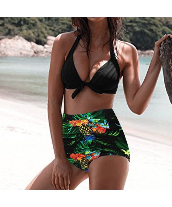 Women High Waist Bikinis Set Swimuit Female Retro Beachewear Fashion 2019 - Green - CE18SQ0H23O $11.47-Sets