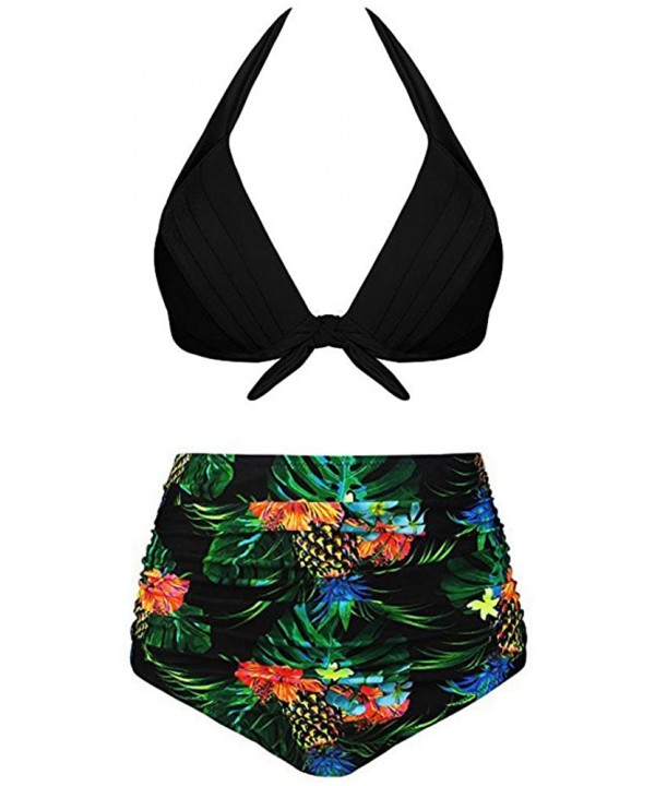 Women High Waist Bikinis Set Swimuit Female Retro Beachewear Fashion 2019 - Green - CE18SQ0H23O $11.47-Sets