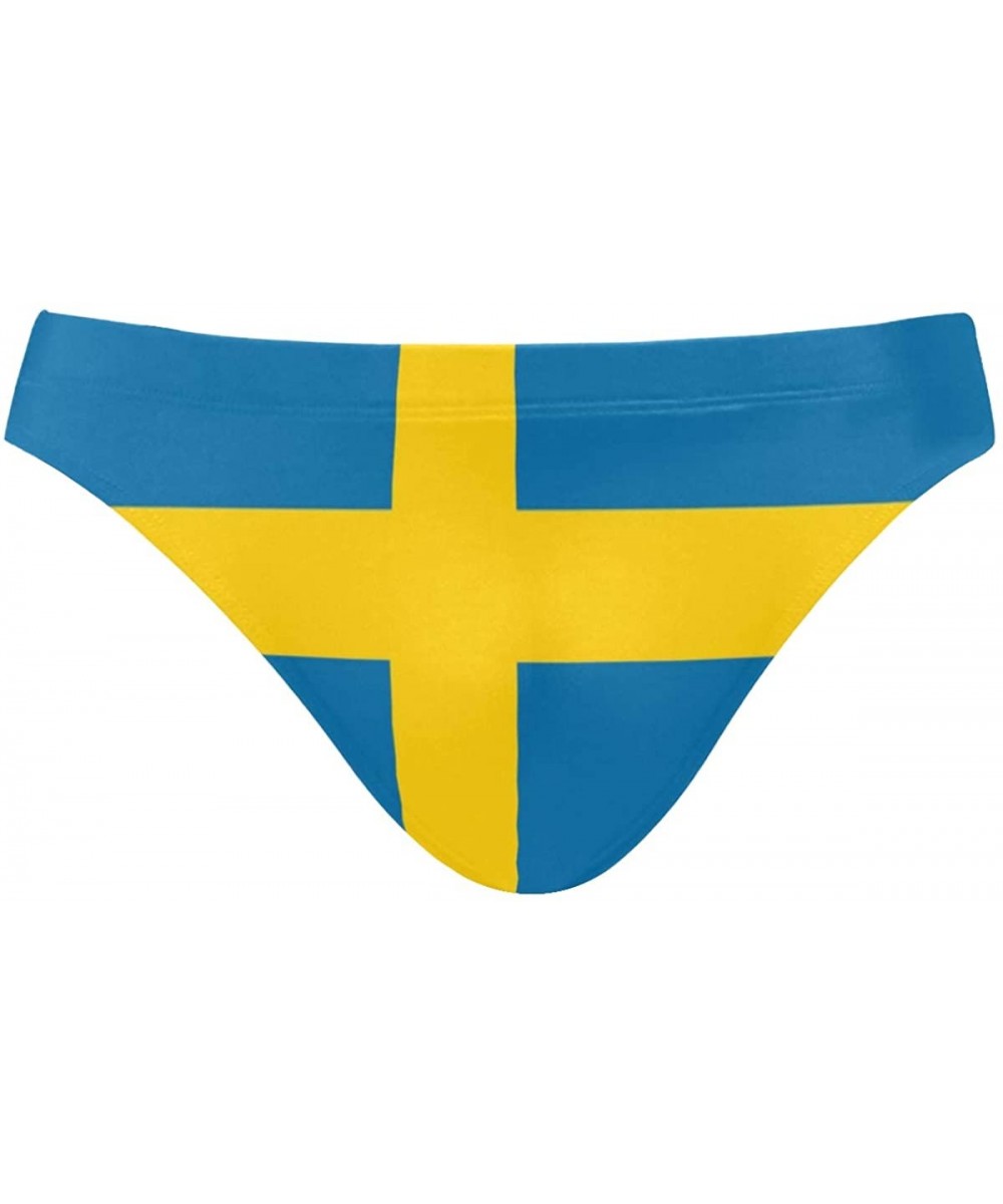 Men's Swimming Briefs- Adjustable Drawstrings - Comfortable Low Waist Swim Trunks Sweden Flag - Sweden Flag - CC195RHAODY $22...