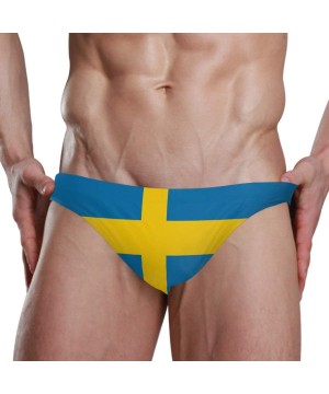 Men's Swimming Briefs- Adjustable Drawstrings - Comfortable Low Waist Swim Trunks Sweden Flag - Sweden Flag - CC195RHAODY $22...