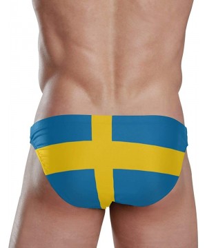 Men's Swimming Briefs- Adjustable Drawstrings - Comfortable Low Waist Swim Trunks Sweden Flag - Sweden Flag - CC195RHAODY $22...