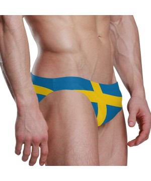 Men's Swimming Briefs- Adjustable Drawstrings - Comfortable Low Waist Swim Trunks Sweden Flag - Sweden Flag - CC195RHAODY $22...