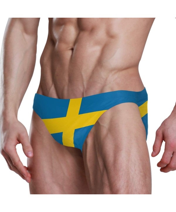 Men's Swimming Briefs- Adjustable Drawstrings - Comfortable Low Waist Swim Trunks Sweden Flag - Sweden Flag - CC195RHAODY $22...