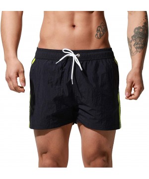 Men's Quick-Dry Gay 80's Short Board Shorts Beachwear Striped Old-Fashioned - Dark Blue - CM1905LMYQN $22.92-Board Shorts