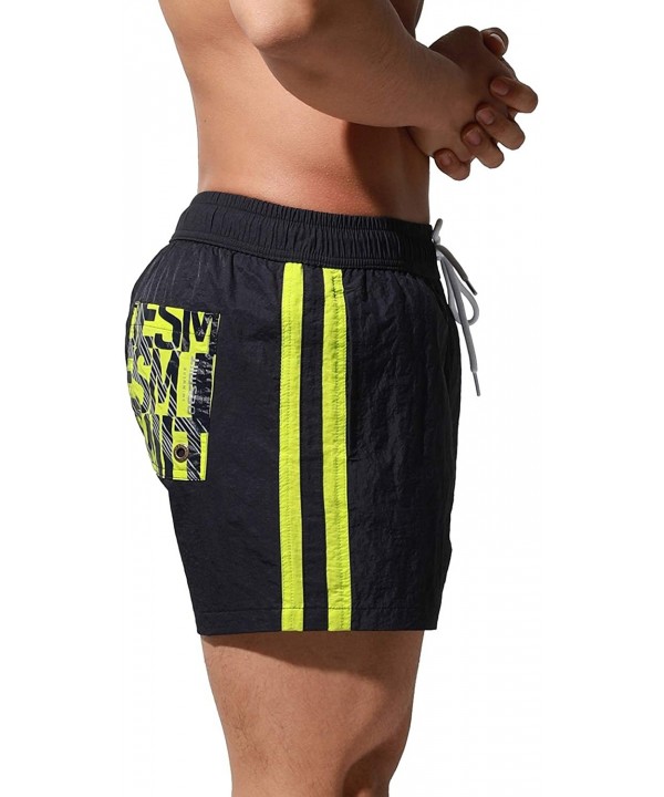 Men's Quick-Dry Gay 80's Short Board Shorts Beachwear Striped Old-Fashioned - Dark Blue - CM1905LMYQN $22.92-Board Shorts