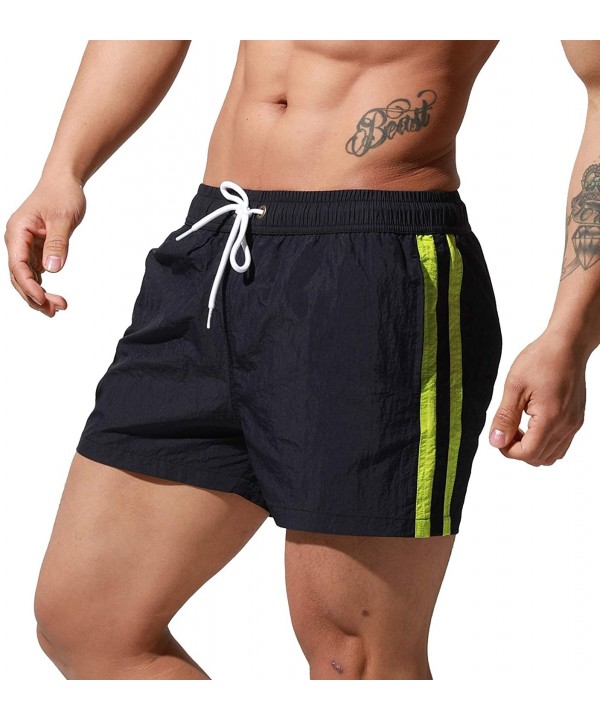 Men's Quick-Dry Gay 80's Short Board Shorts Beachwear Striped Old-Fashioned - Dark Blue - CM1905LMYQN $22.92-Board Shorts