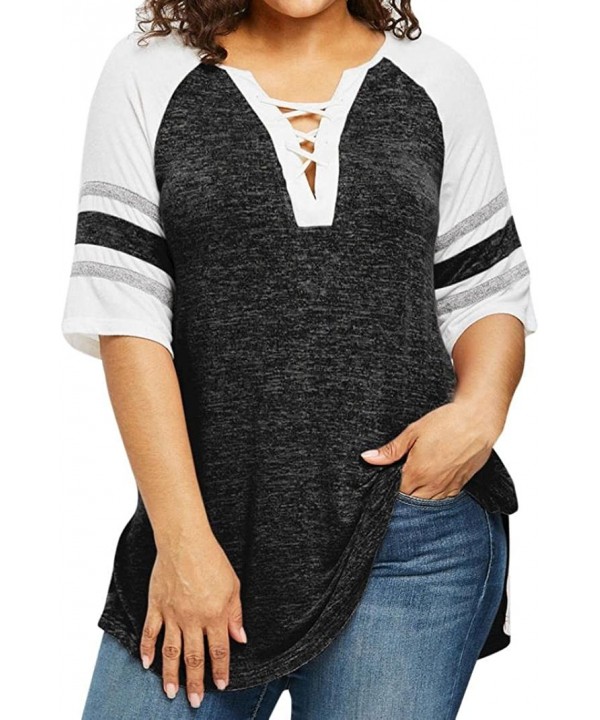 Casual Tops- Women Plus Size Empire Waist Raglan Sleeve Shirt Blouse Tunic Tops Tee - Black - C418GZNS6UI $18.48-Rash Guards