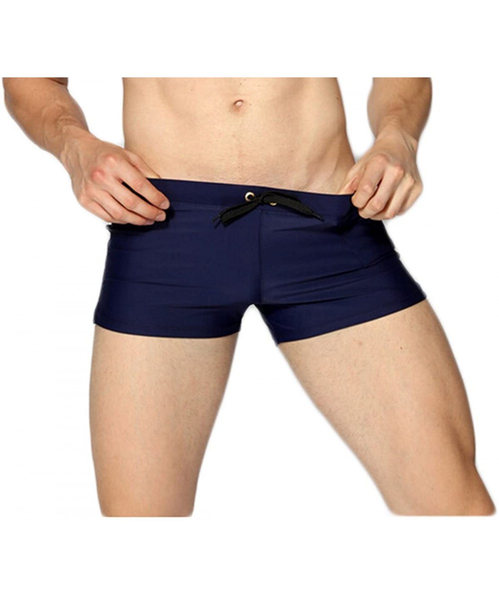 Men's Beach Quick Dry Watersports Swim Trunks Shorts Swimsuit Boxer Briefs Underwear Board Shorts - Navy Blue - C618CNZ468K $...