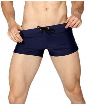 Men's Beach Quick Dry Watersports Swim Trunks Shorts Swimsuit Boxer Briefs Underwear Board Shorts - Navy Blue - C618CNZ468K $...