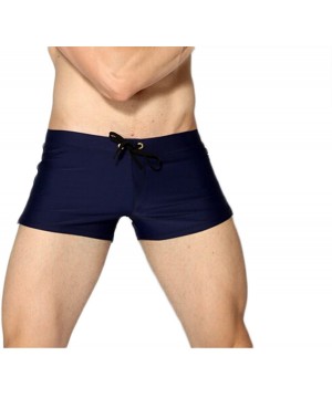 Men's Beach Quick Dry Watersports Swim Trunks Shorts Swimsuit Boxer Briefs Underwear Board Shorts - Navy Blue - C618CNZ468K $...