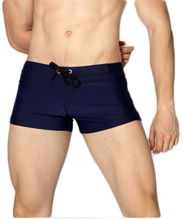 Men's Beach Quick Dry Watersports Swim Trunks Shorts Swimsuit Boxer Briefs Underwear Board Shorts - Navy Blue - C618CNZ468K $...