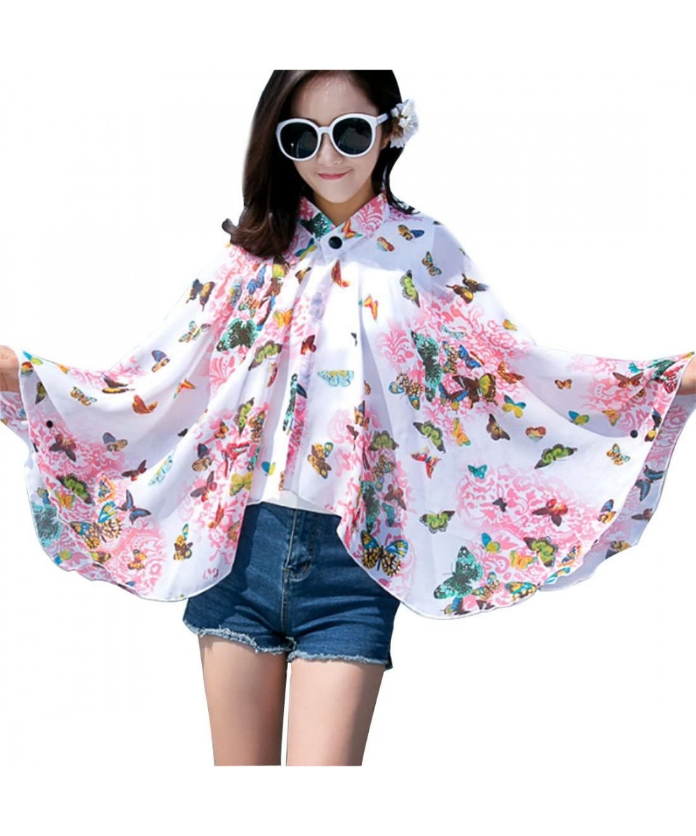 Women's UV Sun Protection Clothing Sunscreen Shirt Beachwear Cover-Up Outwear - Butterfly - CY18E75M2DQ $15.08-Cover-Ups