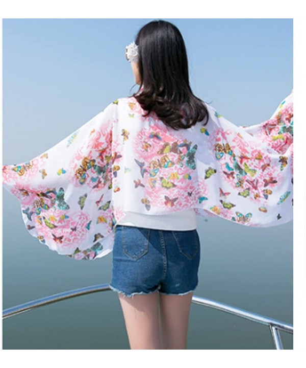 Women's UV Sun Protection Clothing Sunscreen Shirt Beachwear Cover-Up Outwear - Butterfly - CY18E75M2DQ $15.08-Cover-Ups