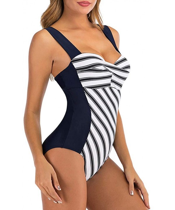 Zebra Print Monokini Swimsuits Low Cut One Piece Beach Bikini Summer Swimwear Hot Animal Patterned Bathing Suits Navy - CE196...